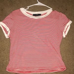white and red striped shirt